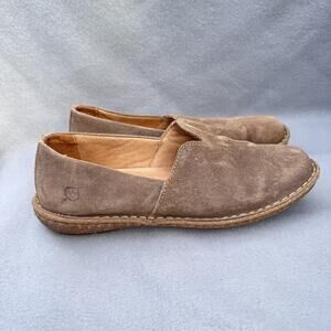 Born Teresa Shoes Women 8.5 Brown Suede Slip On Flats Loafers Comfort Casual